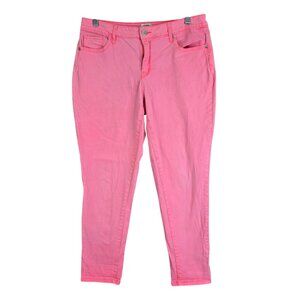 Womens Crown & Ivy Pink Denim Jeans Ankle Cotton Blend Slim Fit Stretch Size 10